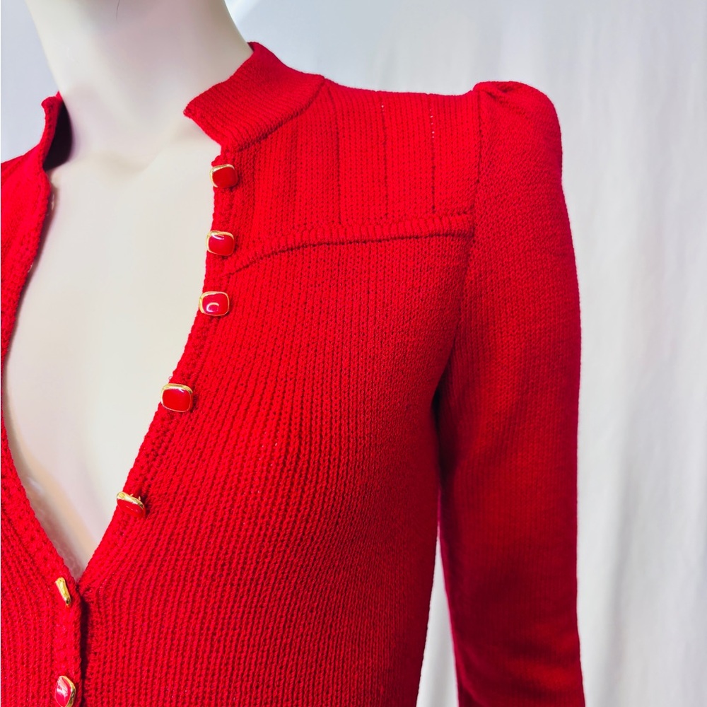 70s/ 80s Vintage Designers St John & Lillie Rubin Red Knit Dress‎ XS - Picture 10 of 12